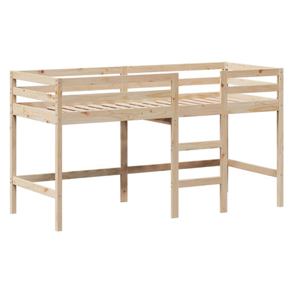 Halfhoogslaper met ladder en bedhuis grenenhout 90x190 cm