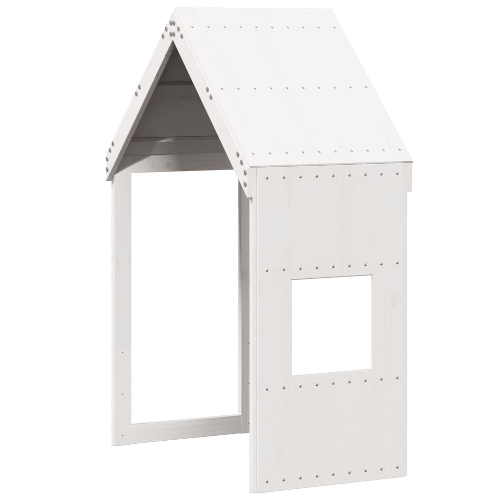 Halfhoogslaper met ladder en bedhuis grenenhout wit 90x190 cm