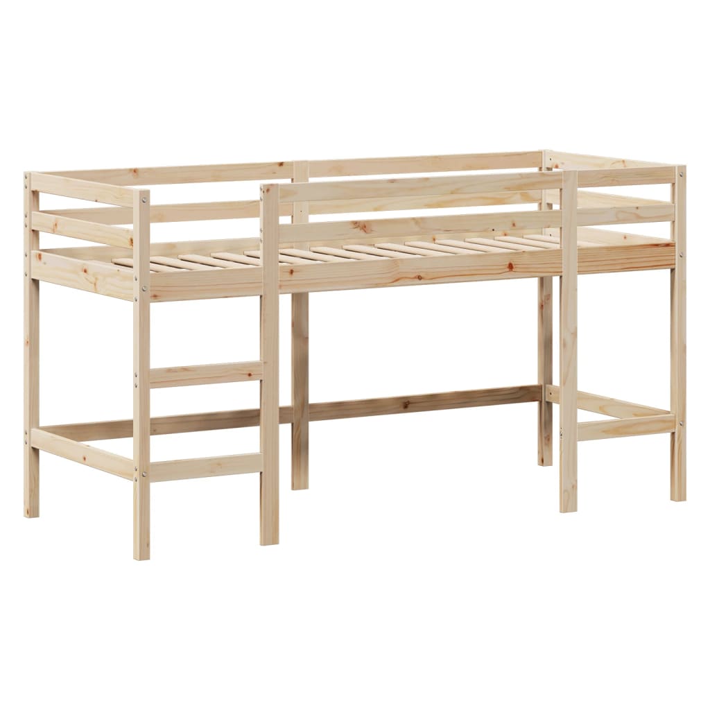 Halfhoogslaper met ladder en bedhuis grenenhout 80x200 cm