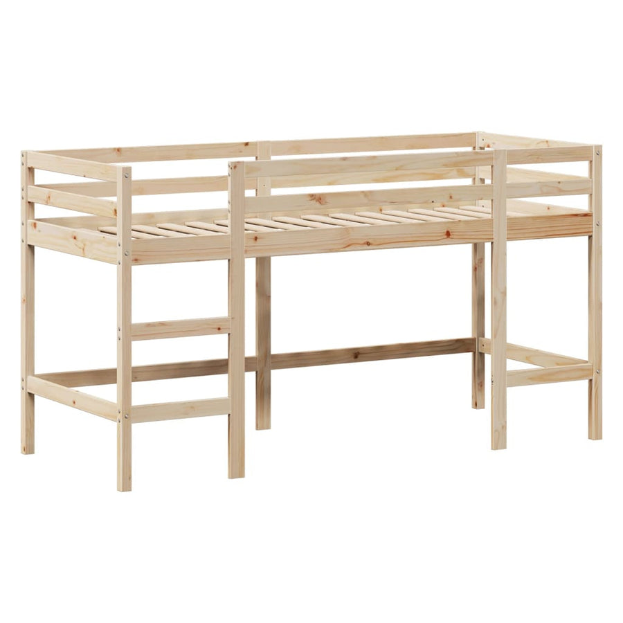 Halfhoogslaper met ladder en bedhuis grenenhout 80x200 cm