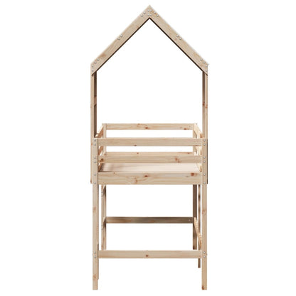 Halfhoogslaper met ladder en bedhuis grenenhout 80x200 cm