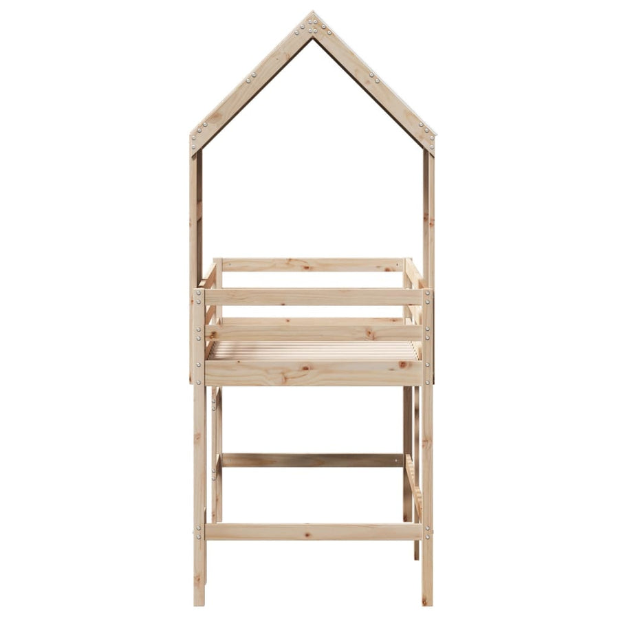 Halfhoogslaper met ladder en bedhuis grenenhout 80x200 cm