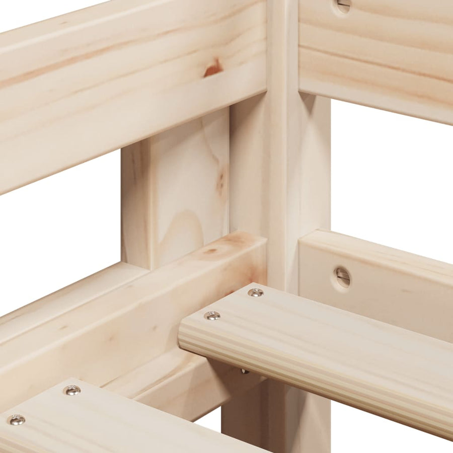 Halfhoogslaper met ladder en bedhuis grenenhout 80x200 cm