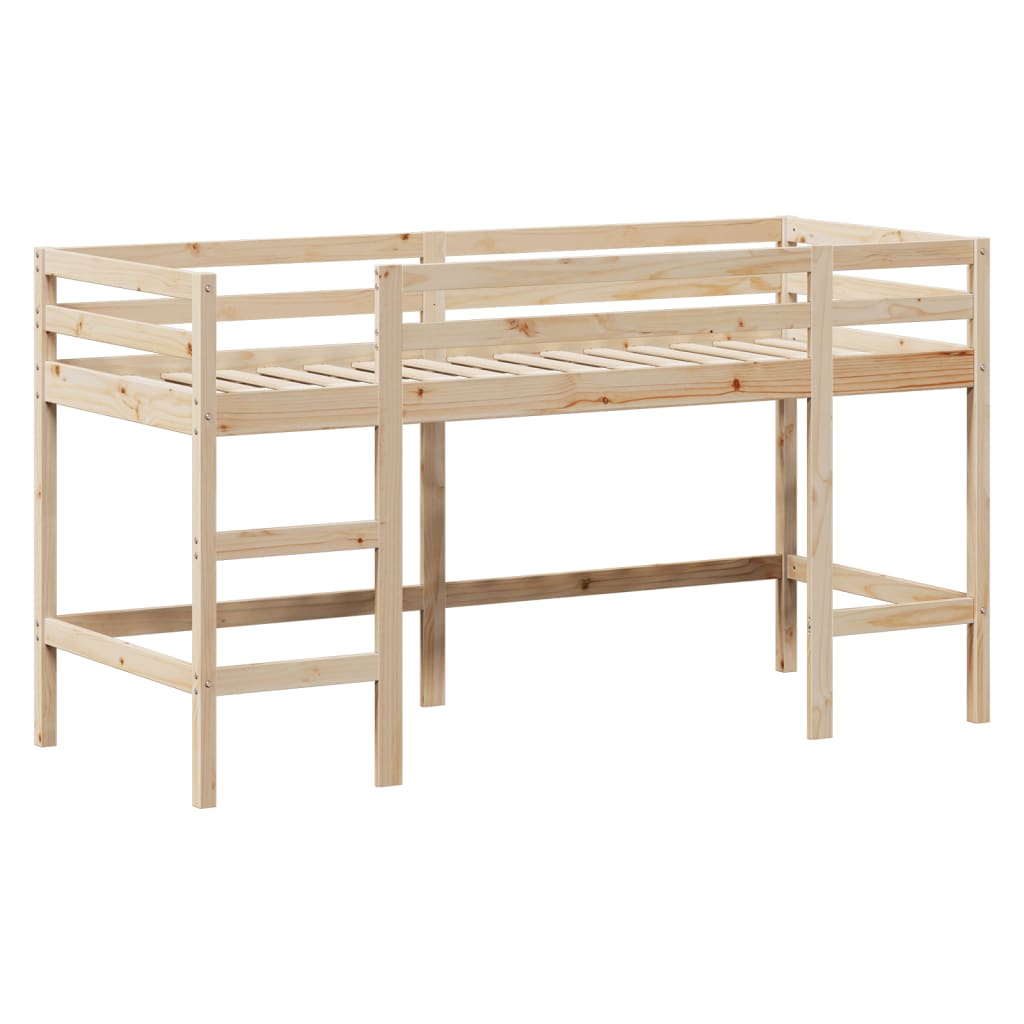 Halfhoogslaper met ladder en bedhuis grenenhout 90x190 cm