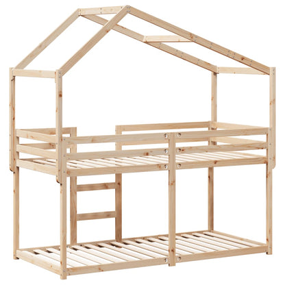 Stapelbed met dak massief grenenhout 80x200 cm