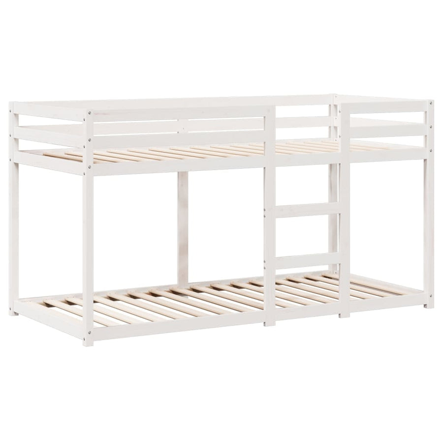 Stapelbed met bedhuis massief grenenhout wit 80x200 cm