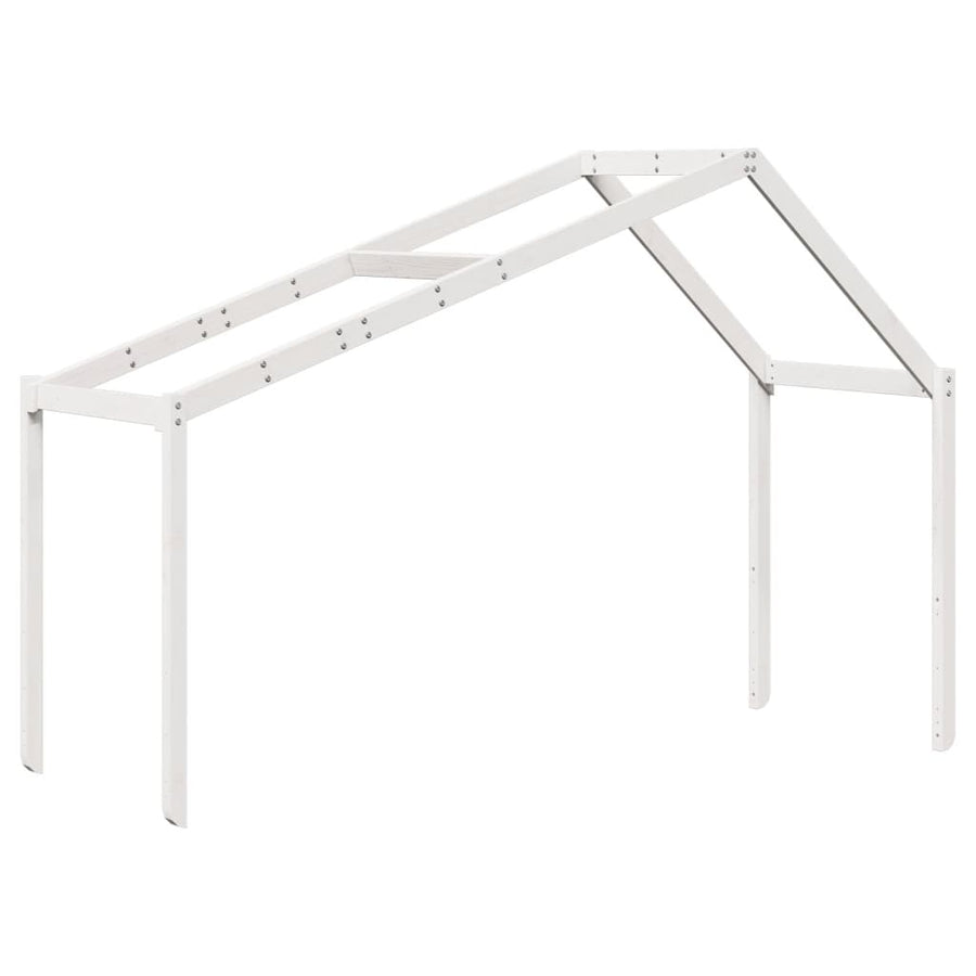 Stapelbed met bedhuis massief grenenhout wit 80x200 cm
