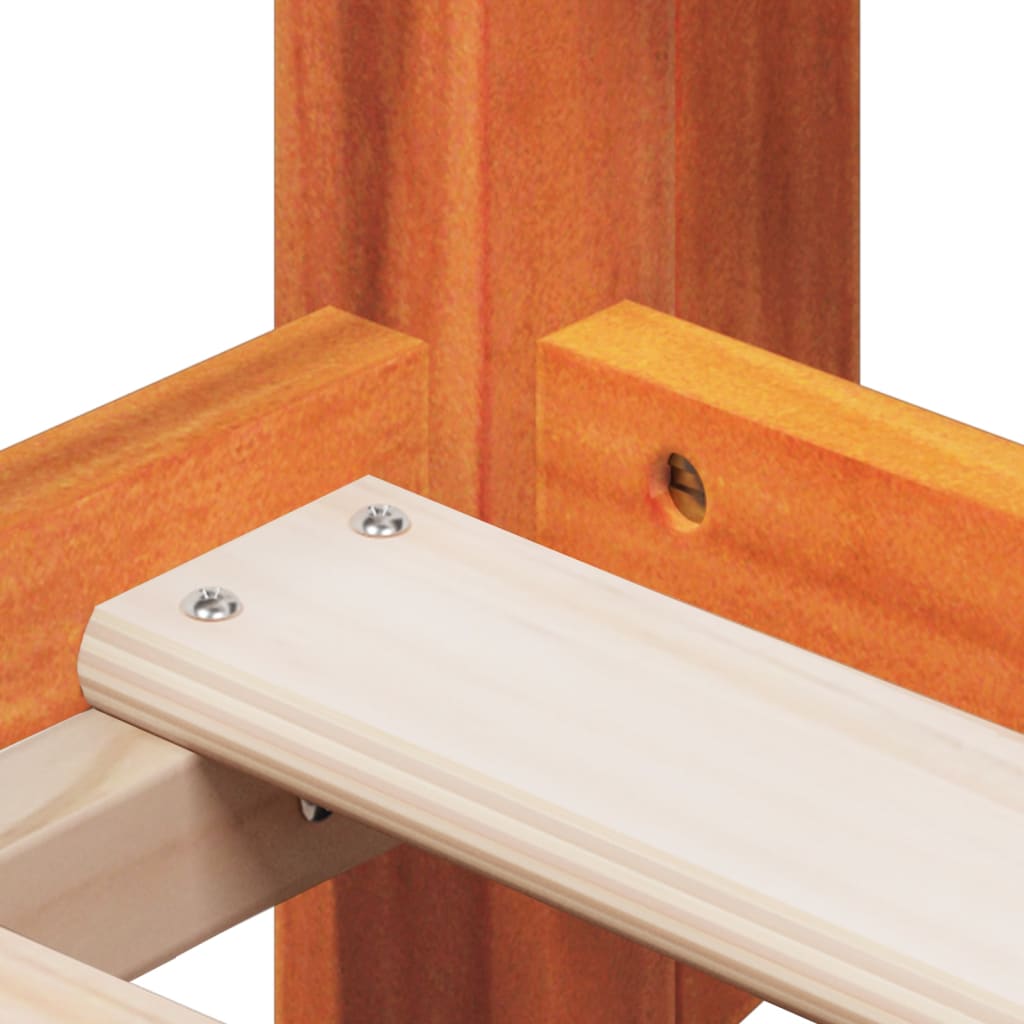 Stapelbed met dak massief grenenhout wasbruin 80x200 cm