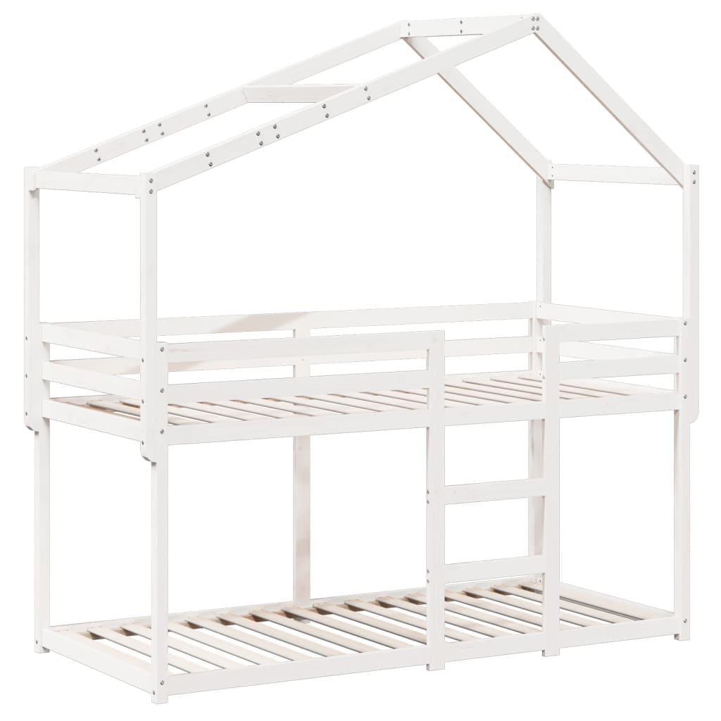 Stapelbed met dak massief grenenhout wit 90x190 cm