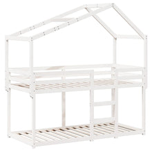 Stapelbed met dak massief grenenhout wit 90x190 cm