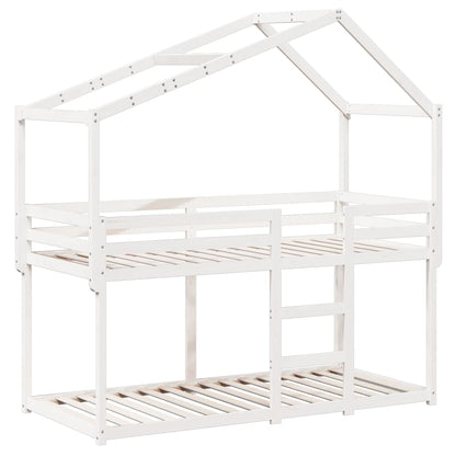 Stapelbed met dak massief grenenhout wit 90x190 cm