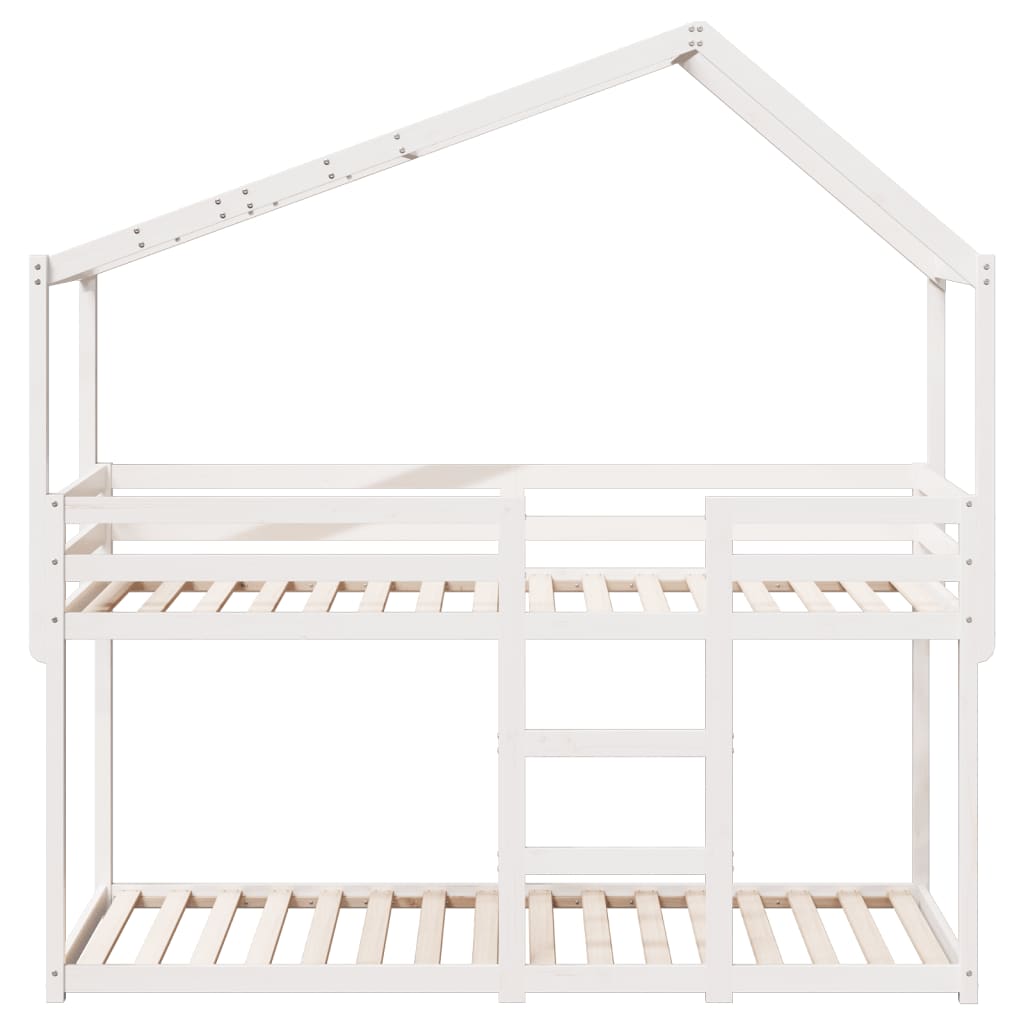 Stapelbed met dak massief grenenhout wit 90x190 cm