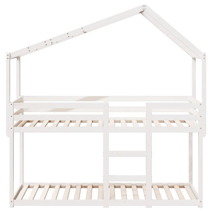 Stapelbed met dak massief grenenhout wit 90x190 cm