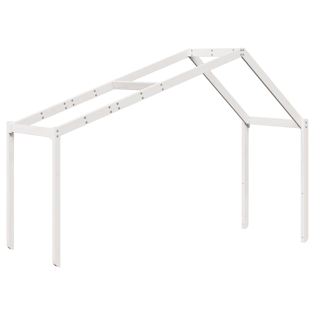 Stapelbed met dak massief grenenhout wit 90x190 cm