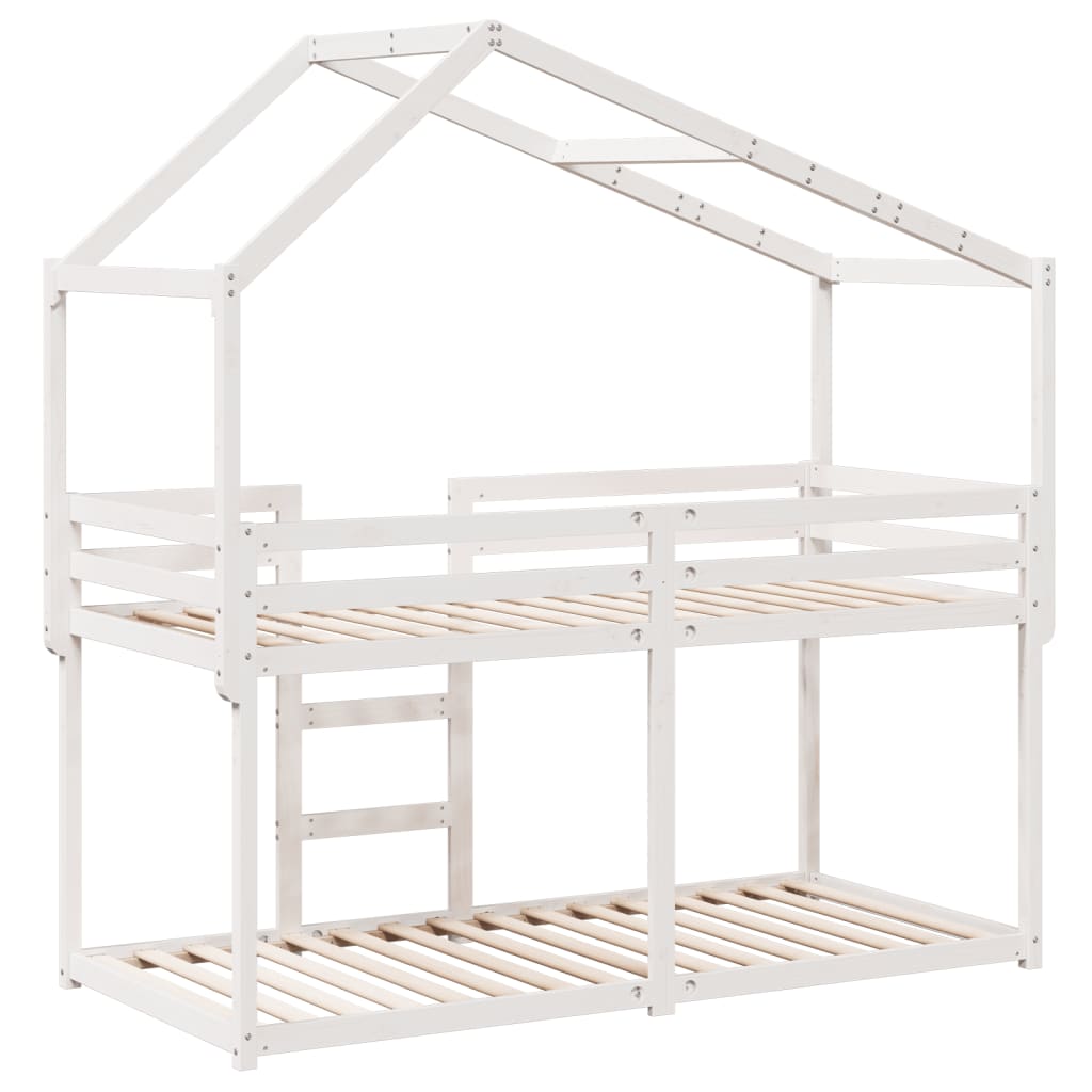 Stapelbed met dak massief grenenhout wit 90x190 cm
