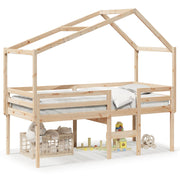 Hoogslaper met dak 90x200 cm massief grenenhout
