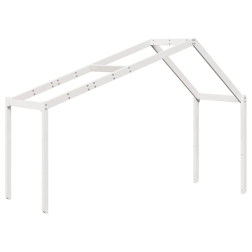 Hoogslaper met dak massief grenenhout wit 90x200 cm
