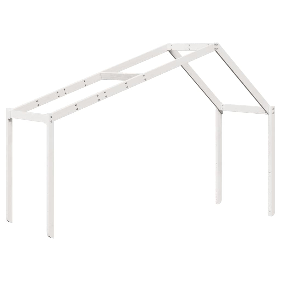 Hoogslaper met dak massief grenenhout wit 80x200 cm
