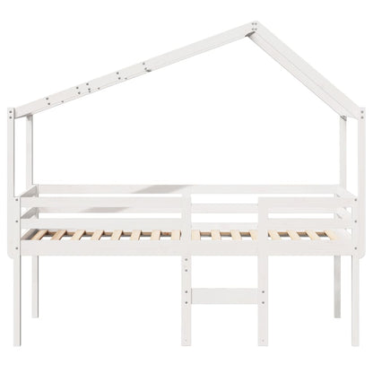 Hoogslaper met dak massief grenenhout wit 75x190 cm