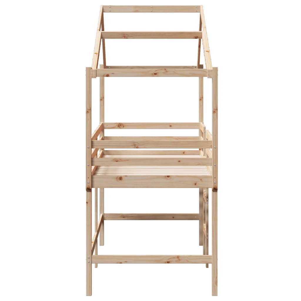 Halfhoogslaper met ladder en bedhuis grenenhout 90x190 cm