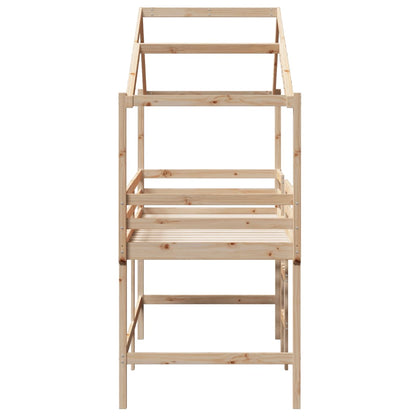 Halfhoogslaper met ladder en bedhuis grenenhout 90x190 cm