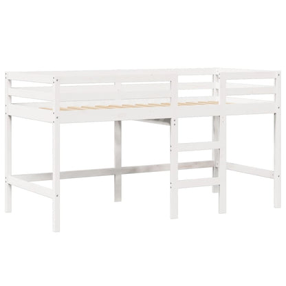 Halfhoogslaper met ladder en bedhuis grenenhout wit 90x190 cm