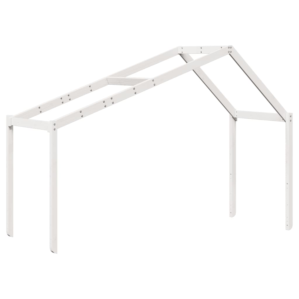 Halfhoogslaper met ladder en bedhuis grenenhout wit 90x190 cm
