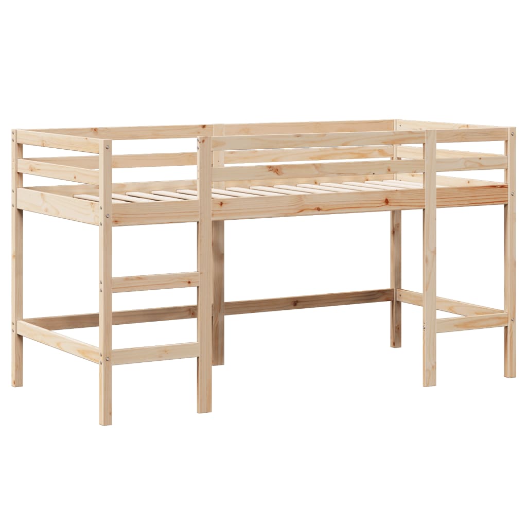 Halfhoogslaper met ladder en bedhuis grenenhout 90x200 cm