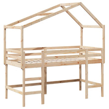 Halfhoogslaper met ladder en bedhuis grenenhout 80x200 cm