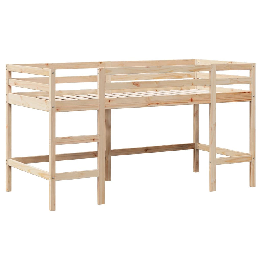 Halfhoogslaper met ladder en bedhuis grenenhout 80x200 cm