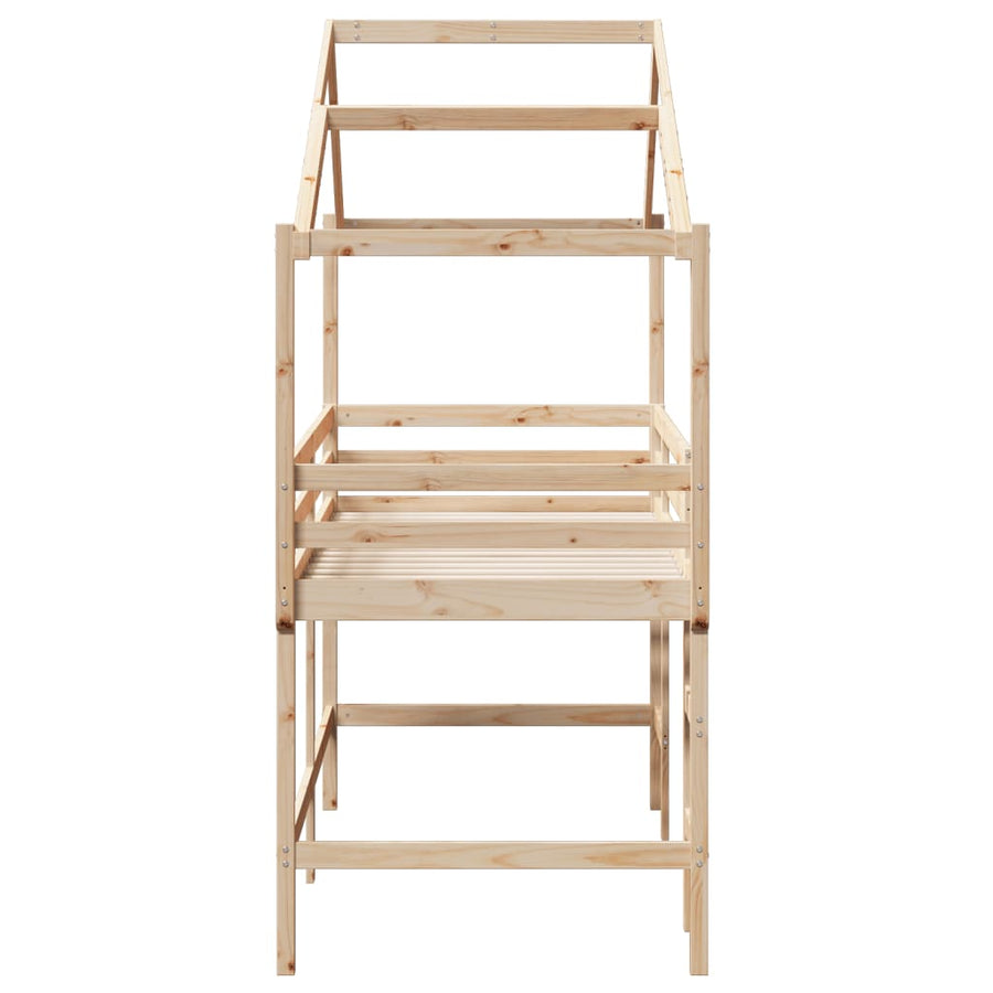 Halfhoogslaper met ladder en bedhuis grenenhout 80x200 cm