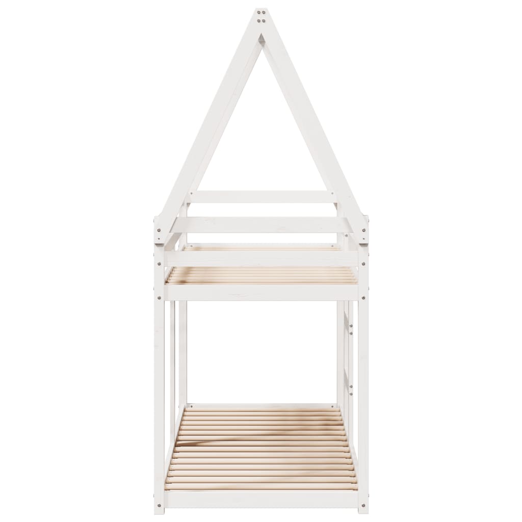 Stapelbed met dak massief grenenhout wit 90x200 cm