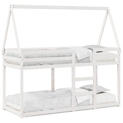 Stapelbed Met Bedhuis Massief Grenenhout 80 x 200 cm Wit