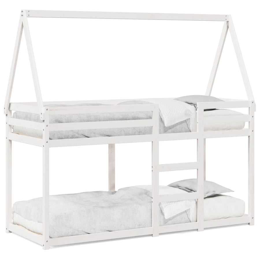 Stapelbed Met Bedhuis Massief Grenenhout 80 x 200 cm Wit