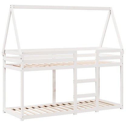 Stapelbed Met Bedhuis Massief Grenenhout 80 x 200 cm Wit