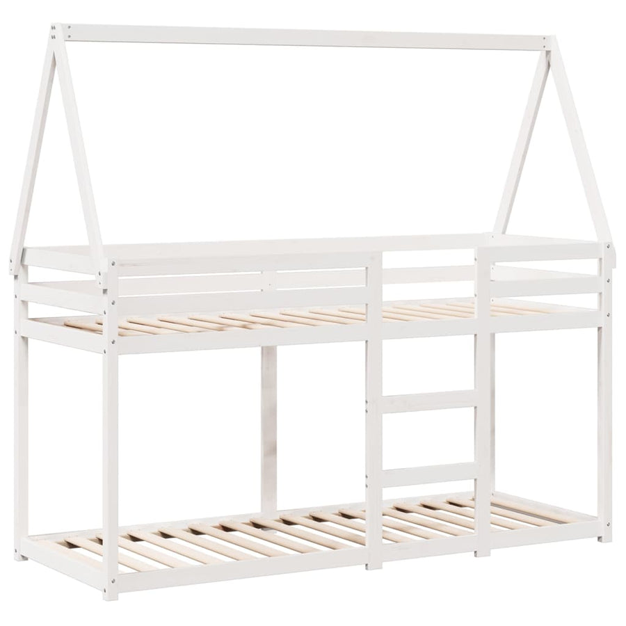 Stapelbed Met Bedhuis Massief Grenenhout 80 x 200 cm Wit