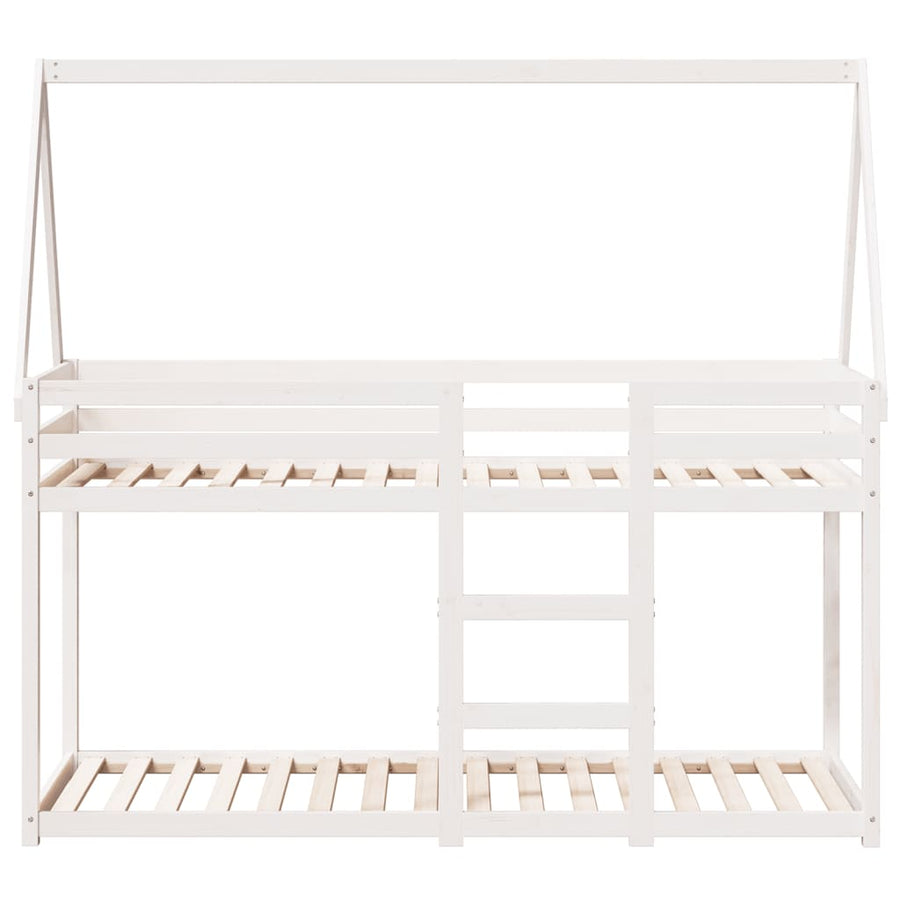 Stapelbed Met Bedhuis Massief Grenenhout 80 x 200 cm Wit