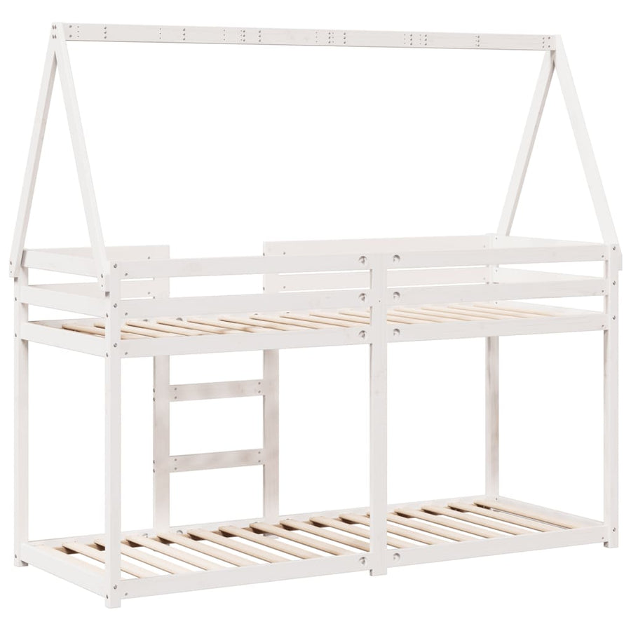 Stapelbed Met Bedhuis Massief Grenenhout 80 x 200 cm Wit