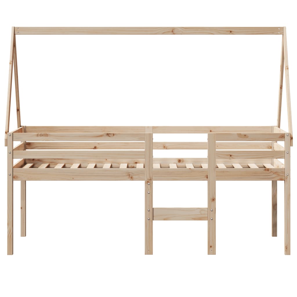 Hoogslaper met bedhuis massief grenenhout 80x200 cm