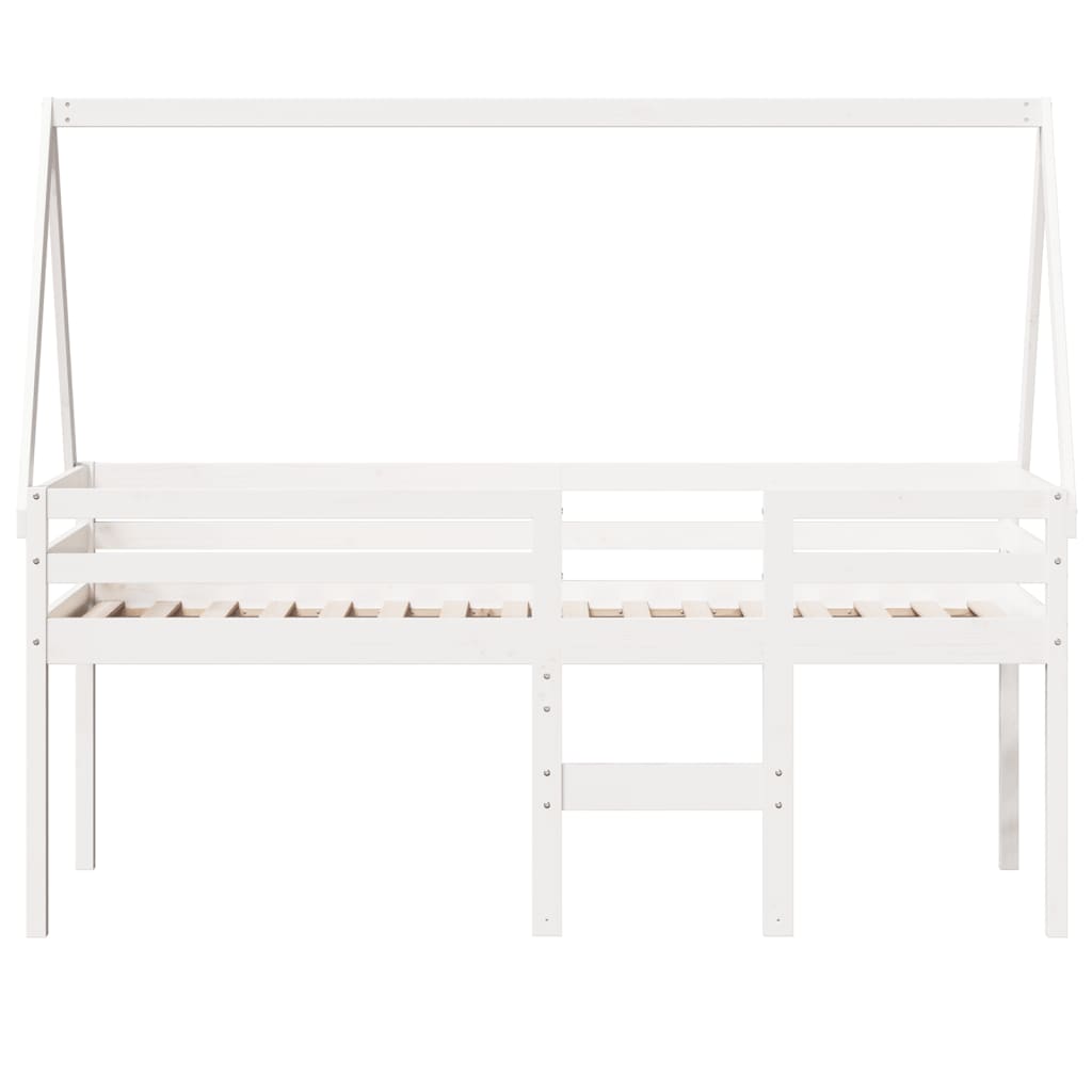 Hoogslaper Met Dak Massief Grenenhout 80 x 200 cm Wit