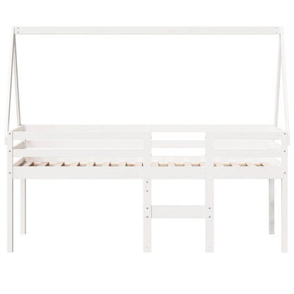 Hoogslaper met dak massief grenenhout wit 75x190 cm
