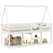 Hoogslaper met dak 75x190 cm massief grenenhout wit