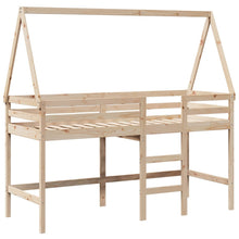 Halfhoogslaper met ladder en bedhuis grenenhout 90x190 cm