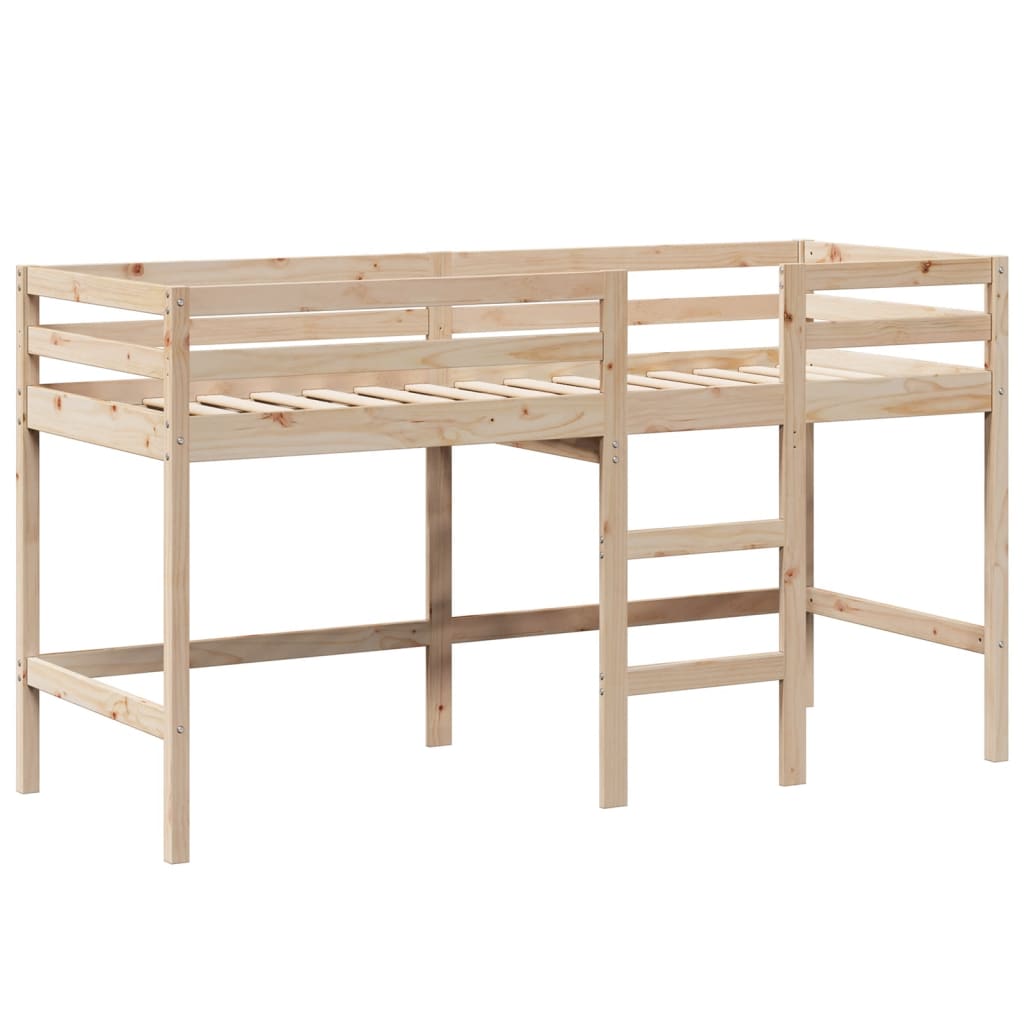 Halfhoogslaper met ladder en bedhuis grenenhout 90x190 cm