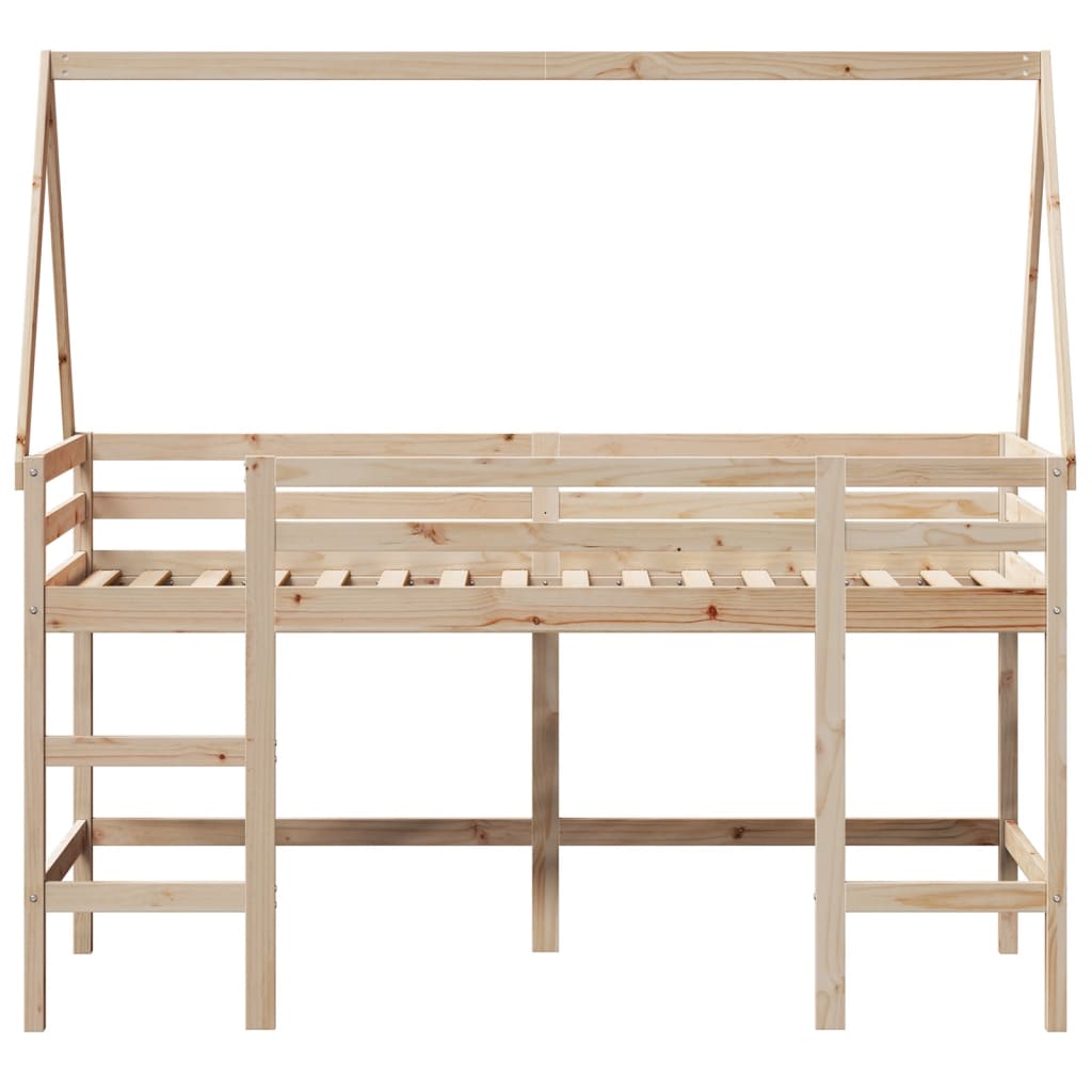 Halfhoogslaper Met Ladder En Bedhuis Grenenhout 80 x 200 cm Naturel