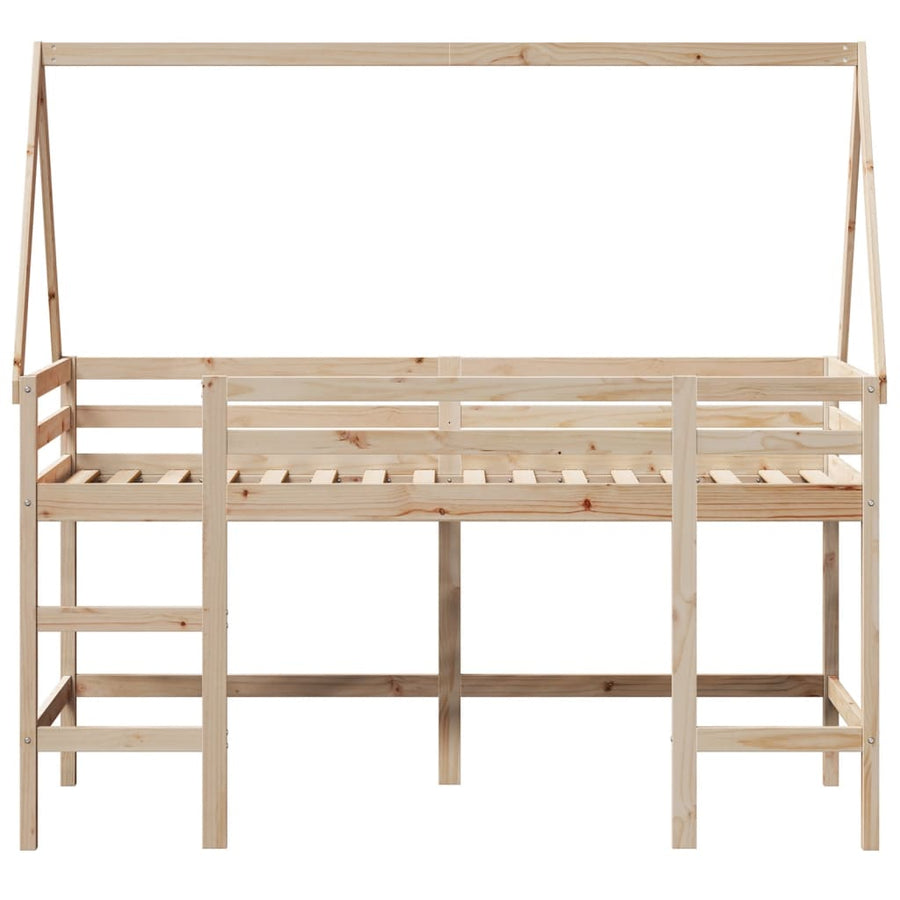 Halfhoogslaper Met Ladder En Bedhuis Grenenhout 80 x 200 cm Naturel