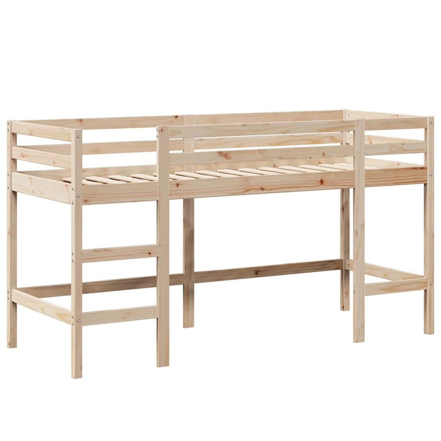 Halfhoogslaper Met Ladder En Bedhuis Grenenhout 80 x 200 cm Naturel