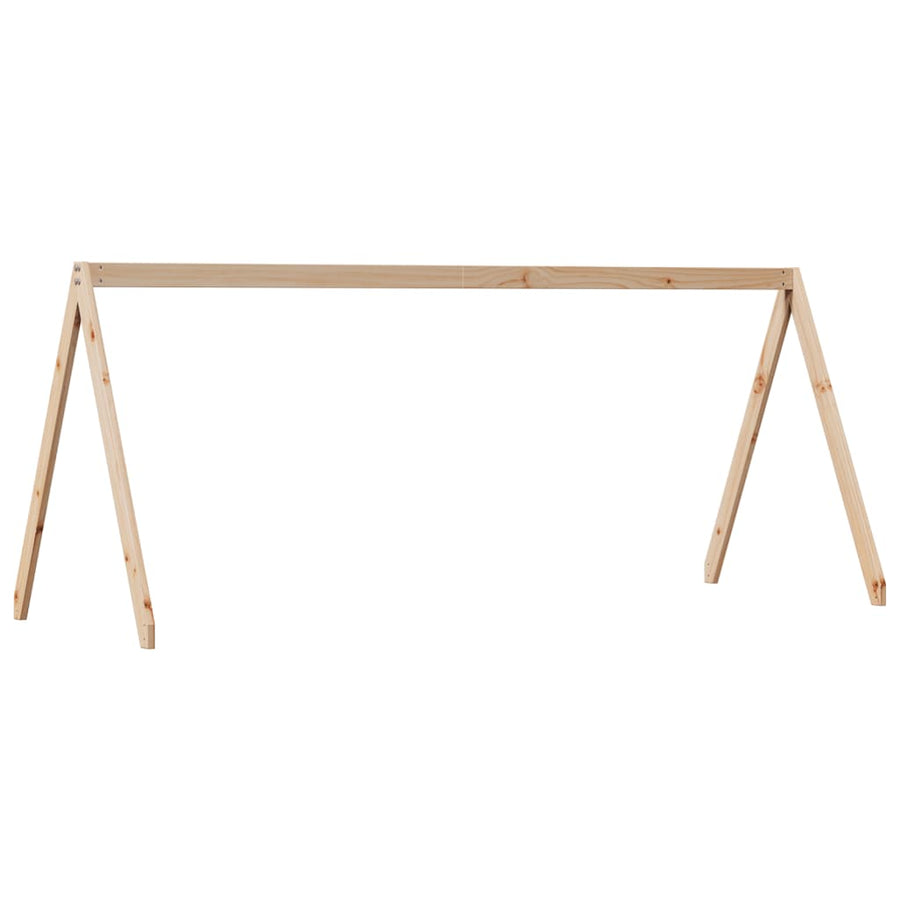 Halfhoogslaper Met Ladder En Bedhuis Grenenhout 80 x 200 cm Naturel