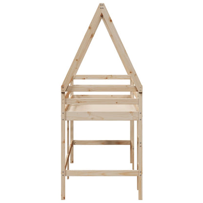Halfhoogslaper Met Ladder En Bedhuis Grenenhout 80 x 200 cm Naturel