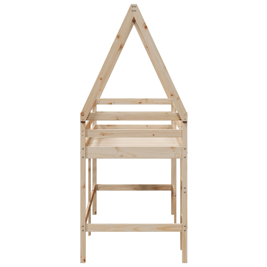 Halfhoogslaper Met Ladder En Bedhuis Grenenhout 80 x 200 cm Naturel